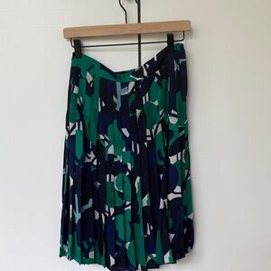 Ann Taylor Green and Blue Patterned Midi Skirt